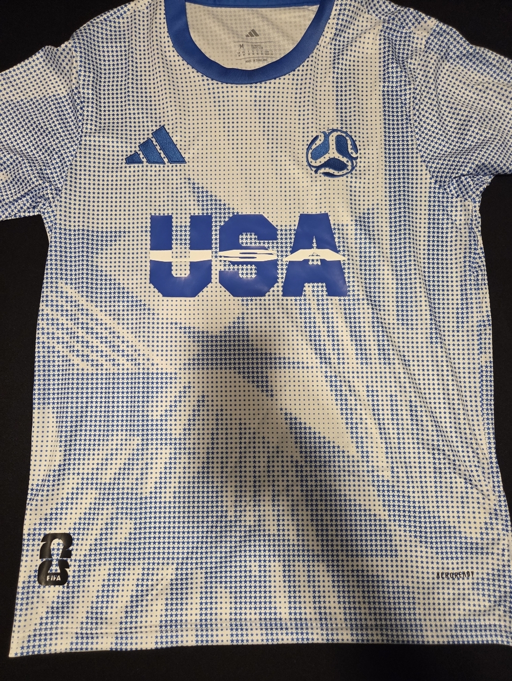 adidas White and Blue USA Soccer Jersey WORLD CUP FAN JERSEY